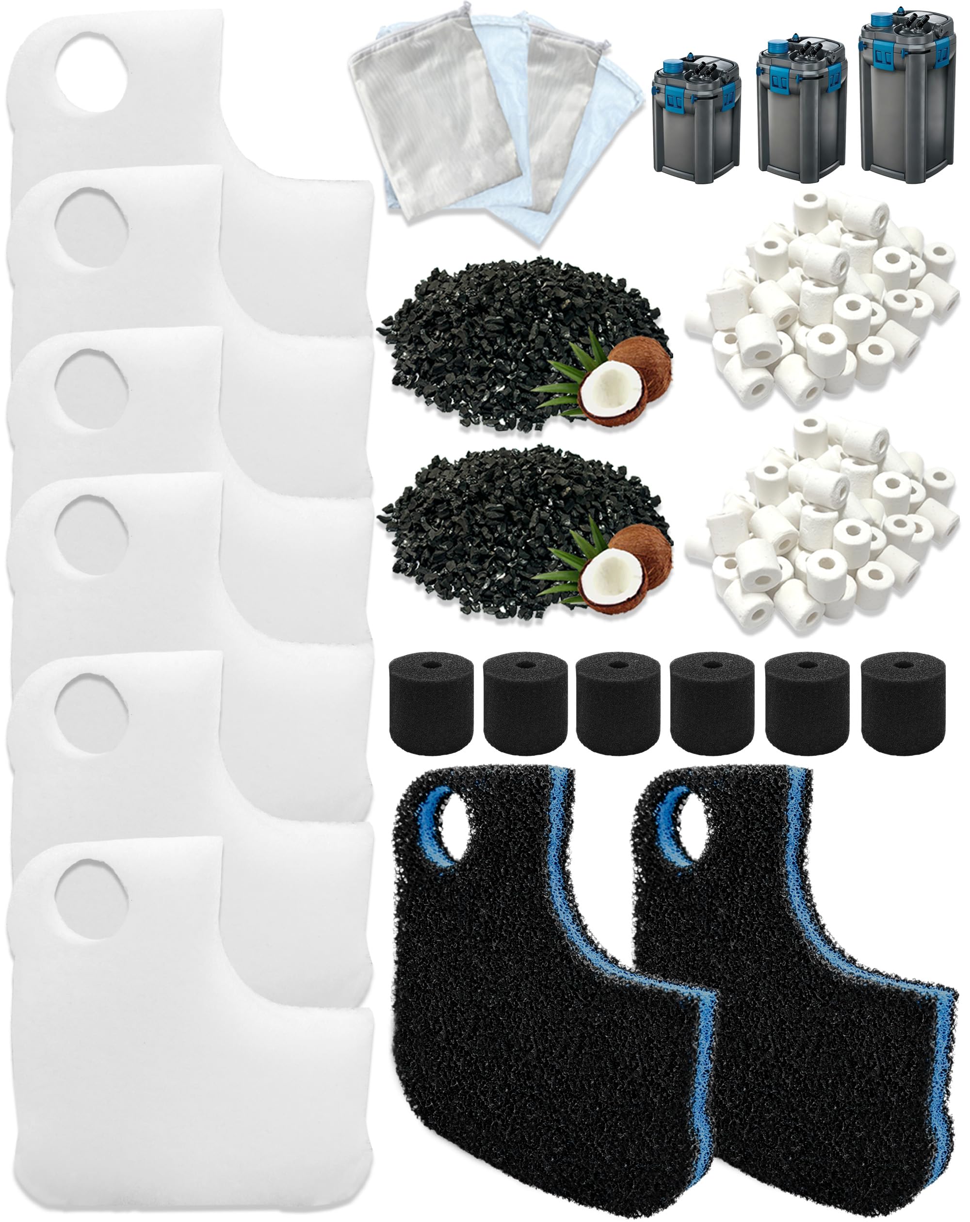 Lot de 22 supports filtrants compatibles avec OASE 94689 BioMaster² Thermo 250/350/600 Filtre extérieur pour aquariums d'eau douce et d'eau de mer