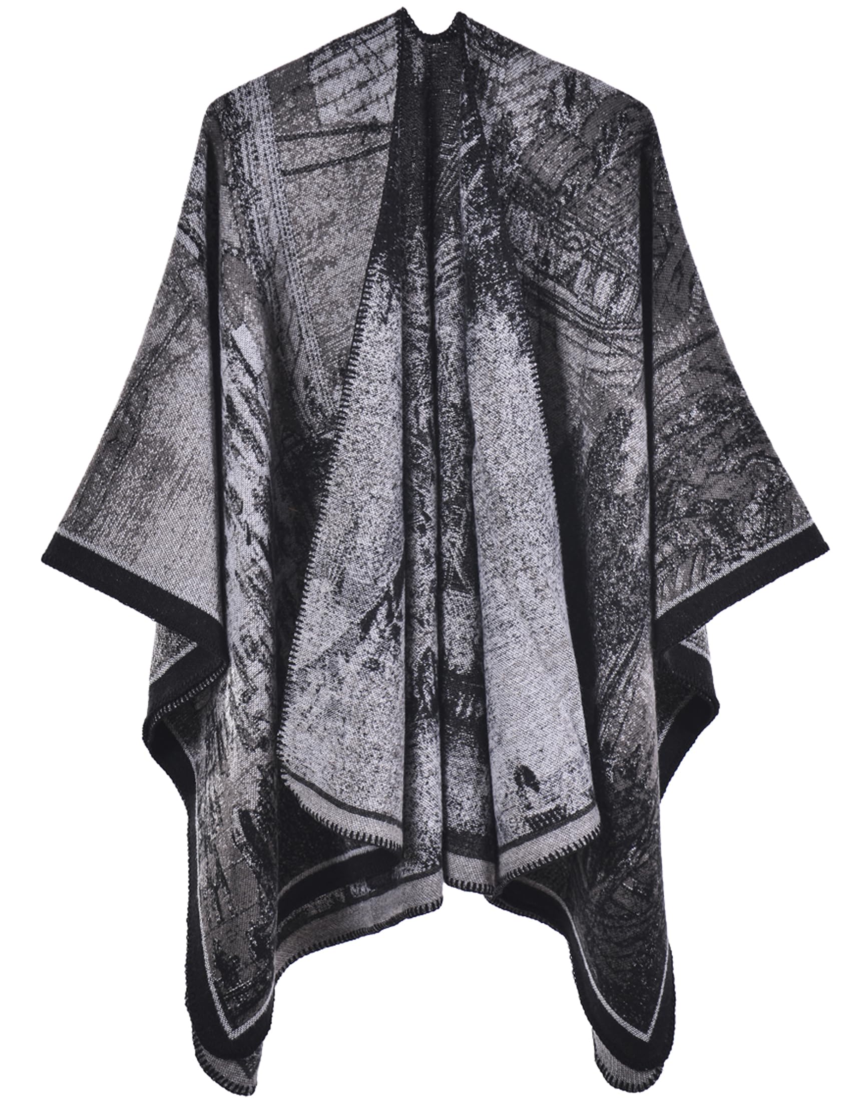 Lacavocor Women's Warm Shawl Wrap Cape Winter Sweaters Open Front Poncho,Y16-Cashew Green