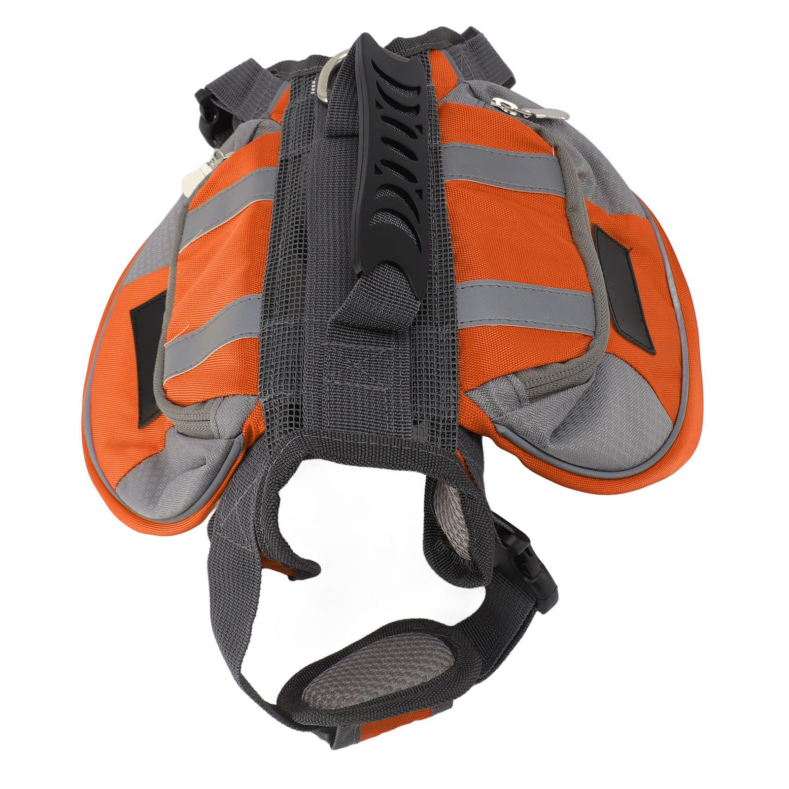 Sac à Dos pour Chien, Sac de Selle à Rayures Réfléchissantes, Facile à Porter, Sacoche Multifonction Portable en Tissu Oxford pour la Randonnée (Orange)