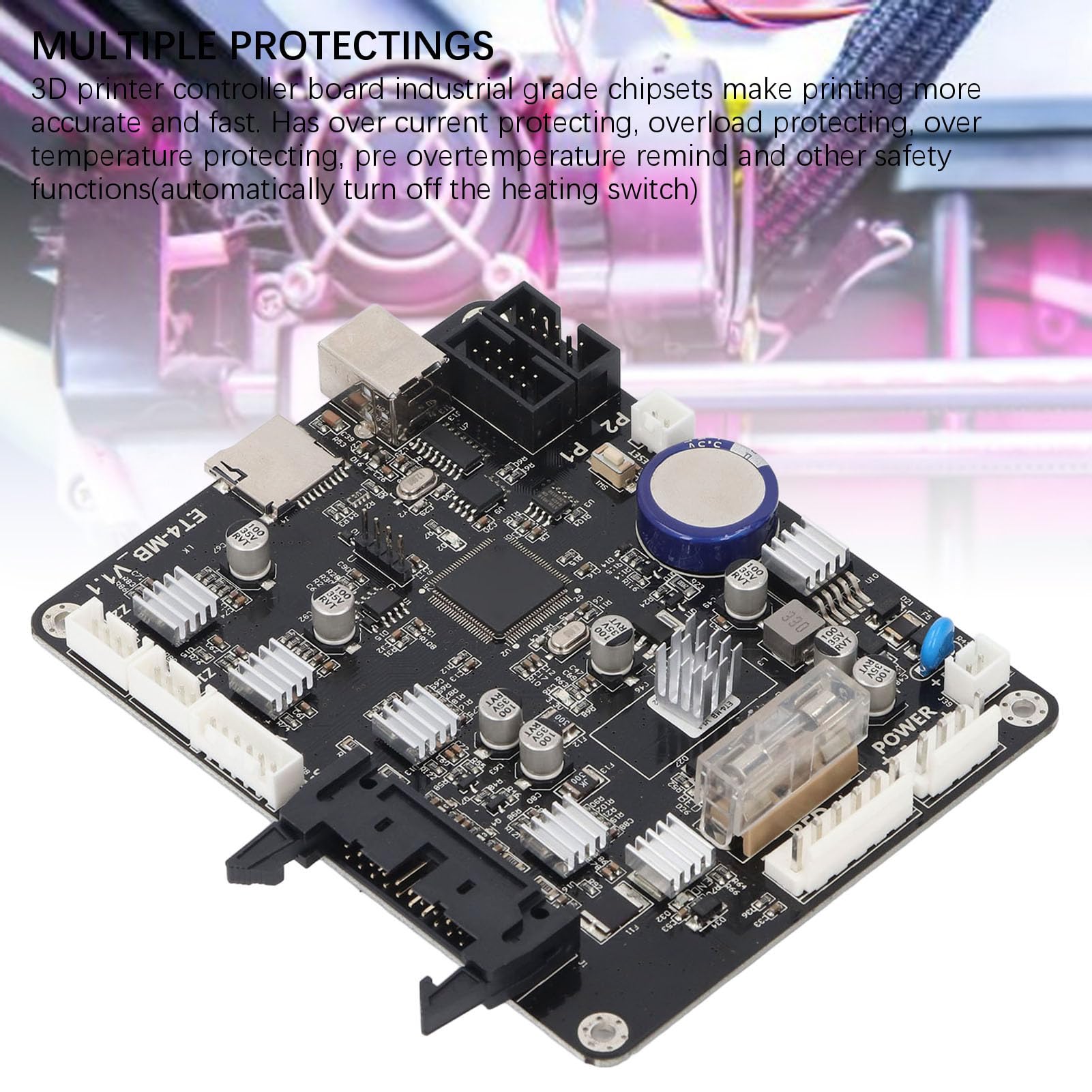 8-35V 32 Bits Chip de Brazo de Alta Velocidad Tablero de Control de Impresoras 3D 2 Capa de la Placa Lógica Múltiple de Guardia para ANET ET4, Placa Base de la Impresora 3D, Admite Impresión Fuera