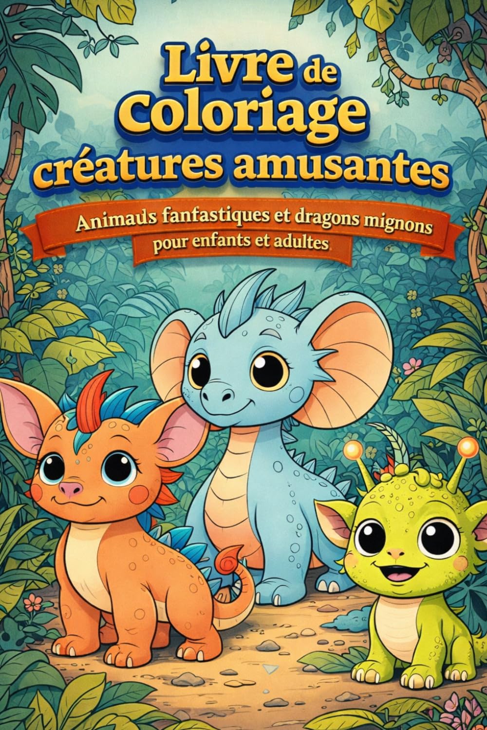 Livre de coloriage créatures amusantes – Animaux fantastiques et dragons mignons pour enfants et adultes | Livre anti-stress magique: Grand livre avec ... uniquement pour un coloriage sans stress