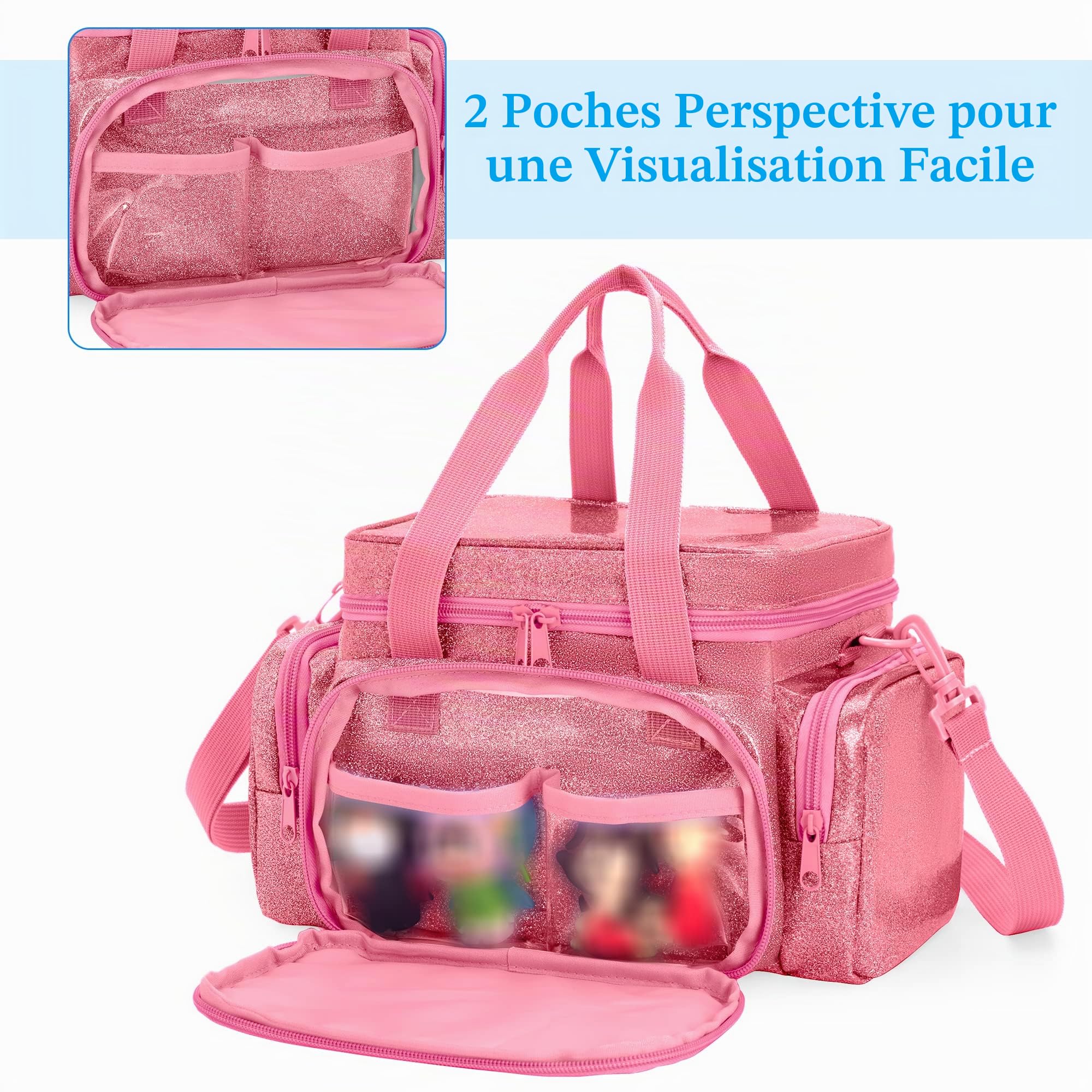 Sac de Transport Compatible Tonie 2/1 Rose, Sac de Rangement pour Lecteur Audio avec Poignée et Bandoulière