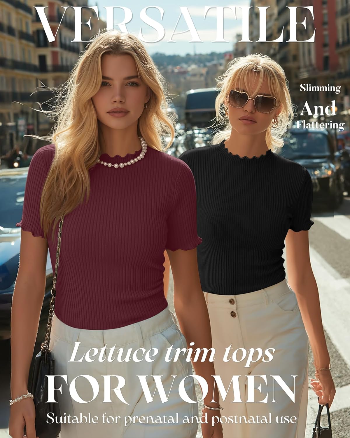 3 Pack Women's Maternity Tops Short Sleeve Ribbed Knit Maternity Shirts Crew Neck Side Ruched Pregnancy Clothes - Image 4