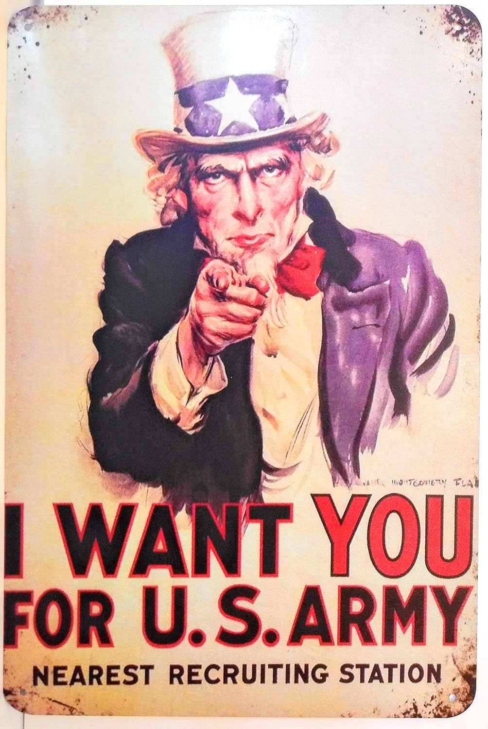 I Want You for U.S. Army Nearest Rectruiting Station Uncle Sam Tin Sign Retro Wall Decor TSC194