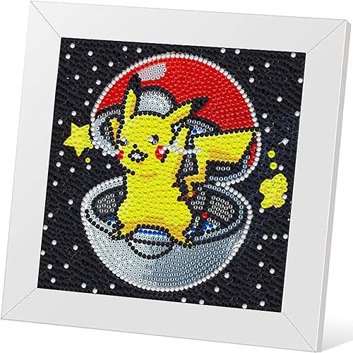 Kits de pintura de diamantes de dibujos animados para niños con marco, arte de diamantes de dibujos animados para niños de 4 a 8 a 12 años, kit de