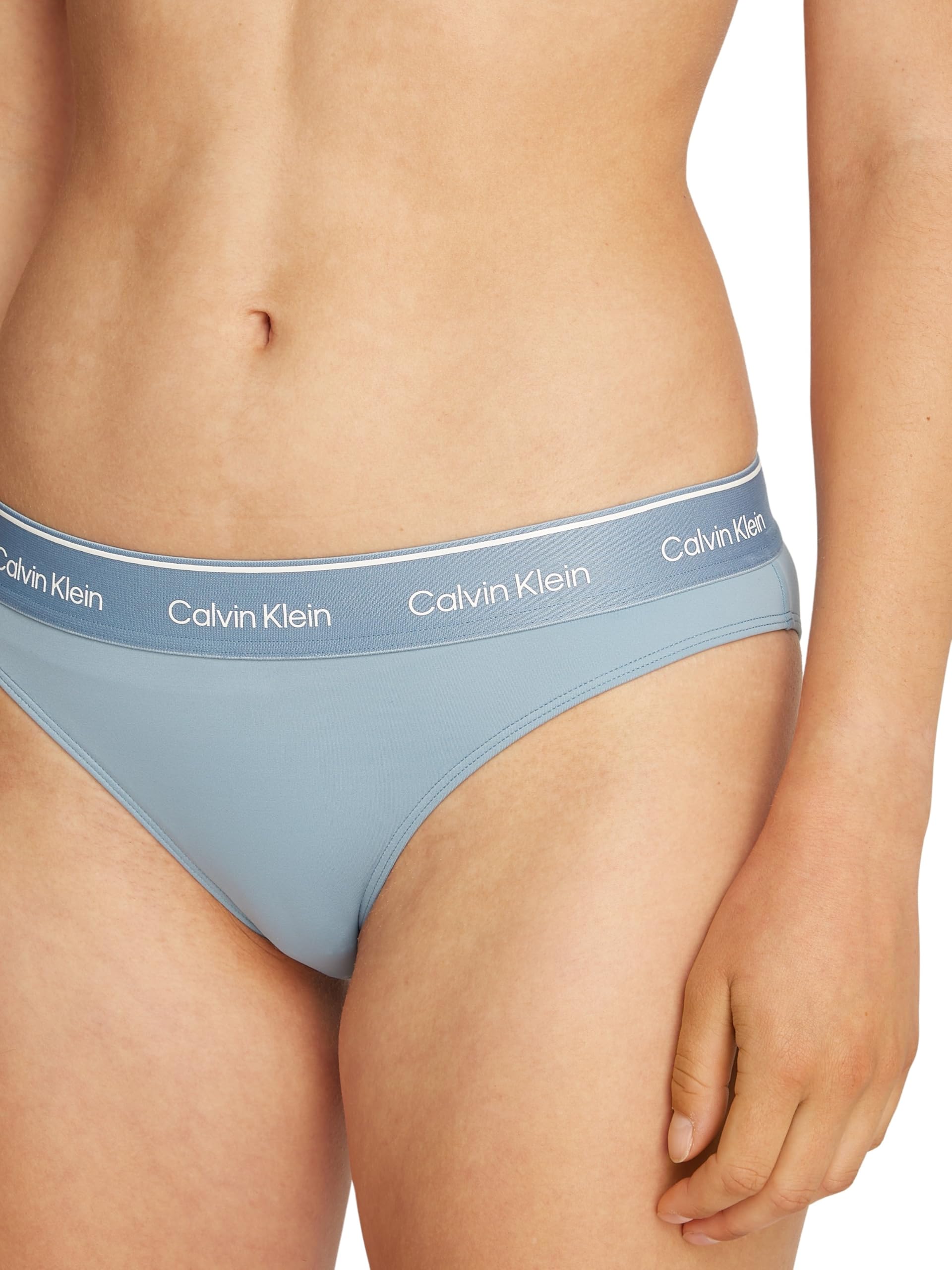 Calvin Klein Majtki bikini damskie z logo, Niebieskie, M
