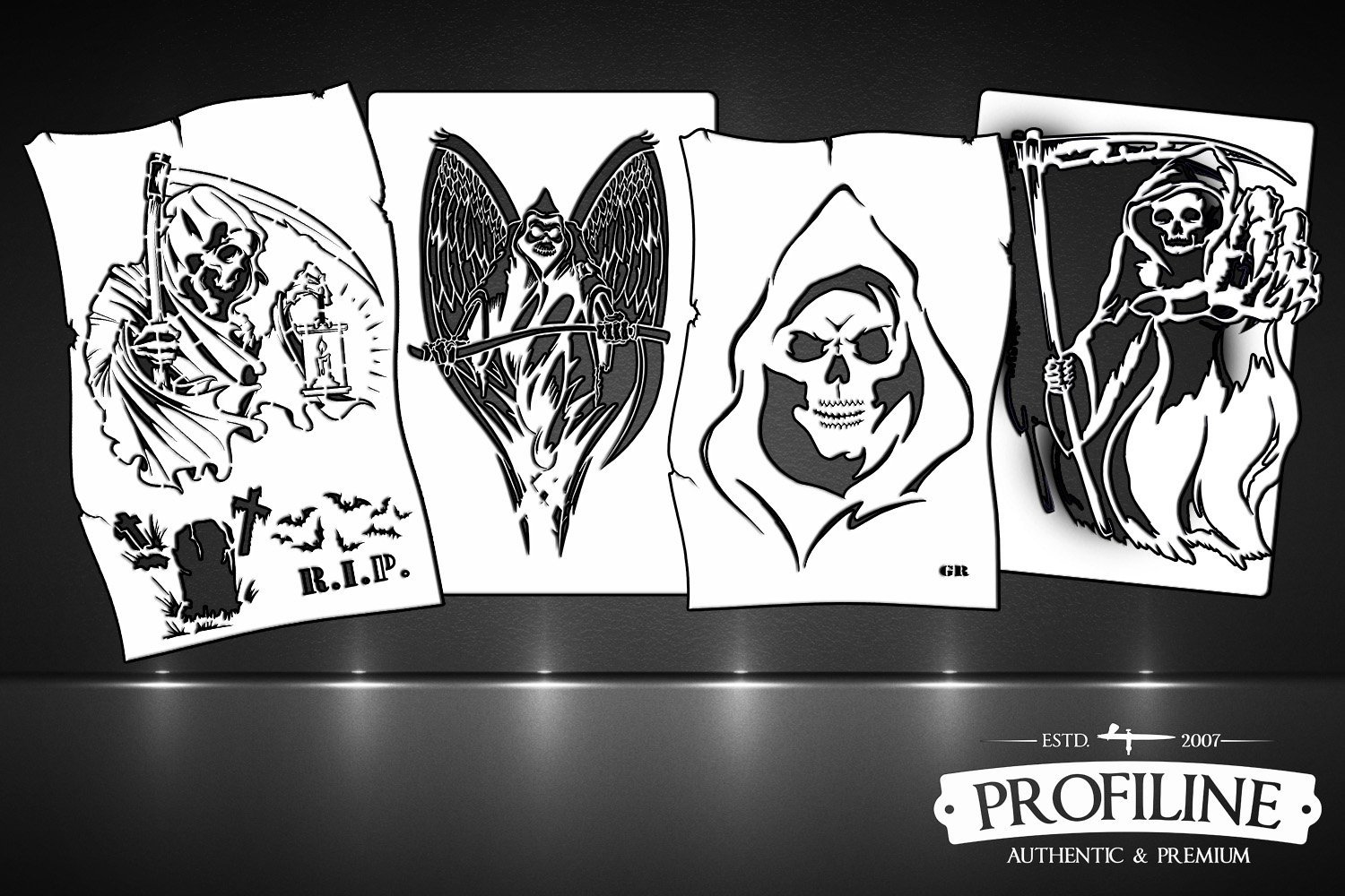 Plantillas de aerógrafo para Parca, Juego de 4 Piezas, Plantilla de Tatuaje y Graffiti