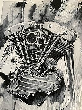 Amazon.co.jp: ハーレー ショベル アート ポスター キャンバス