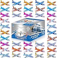 LUCKY GUESS 100 Pack Foam Glider Planes - Easy Assembly Colorful Paper Airplanes for Kids, Party Favors, Classroom Prizes & Outdoor Fun