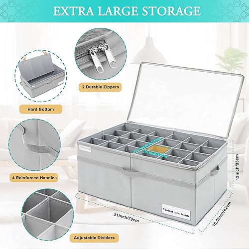 Miniatura 5 de LUVHOMEE Organizador de zapatos para armario, se adapta a 24 pares, contenedores de almacenamiento grandes para zapatos, contenedores plegables