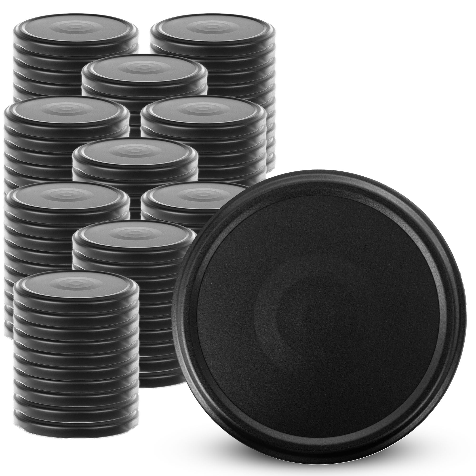 KADAX Set di 100 coperchi a Vite Twist-off Ø66 mm Nero Opaco – coperchi di Ricambio in Metallo per barattoli 200-350ml per marmellate, Miele e spezie, Chiusura ermetica
