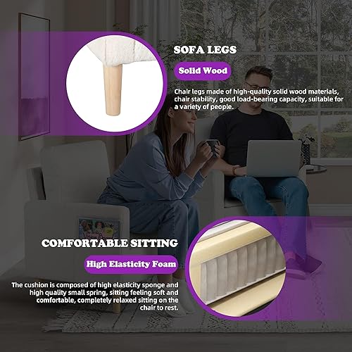 Miniatura 6 de TYBOATLE - Sillón con acento de estilo moderno de mediados de siglo para sala de estar, sillón con reposabrazos afelpado y acogedor con bolsillo