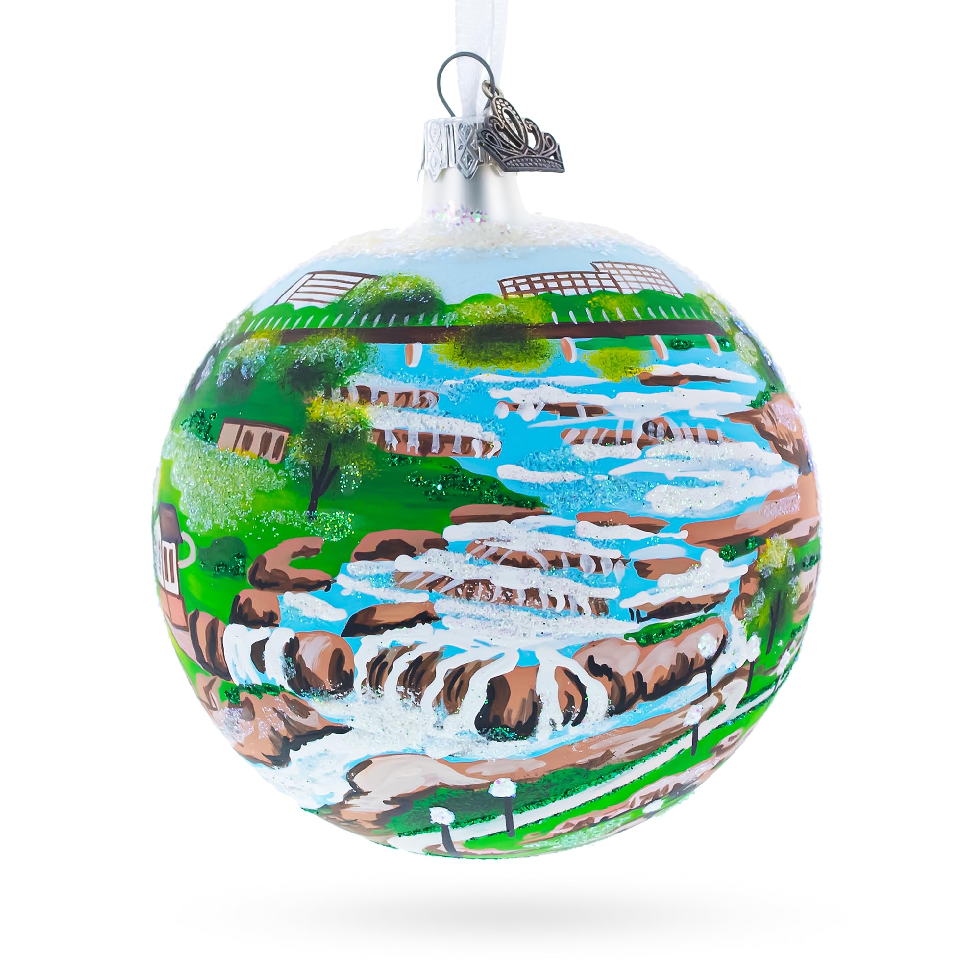 Boule en verre de Noël Falls Park Sioux Falls pour décorer votre sapin festive