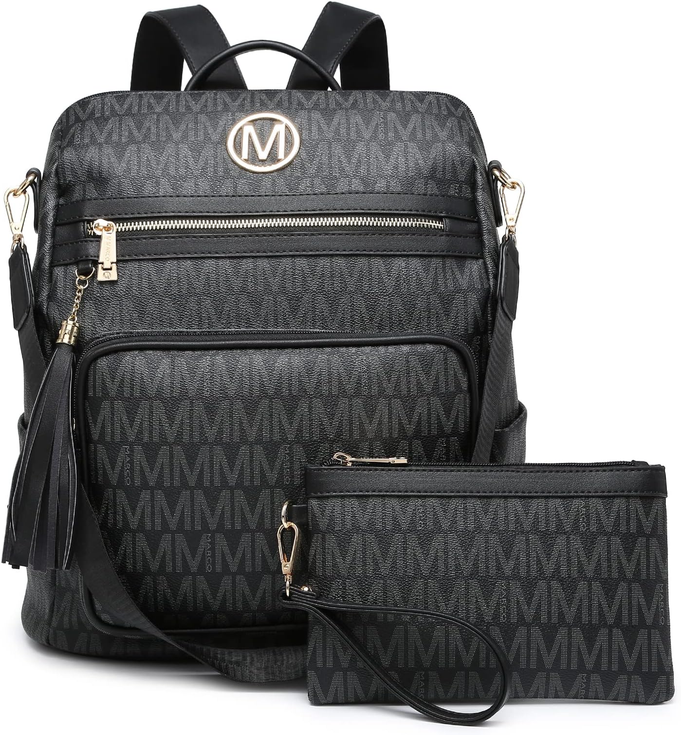 Women Fashion Backpack Purse Convertible Large Rucksack Versatile Travel Shoulder Bags Handbag Set with Tassel