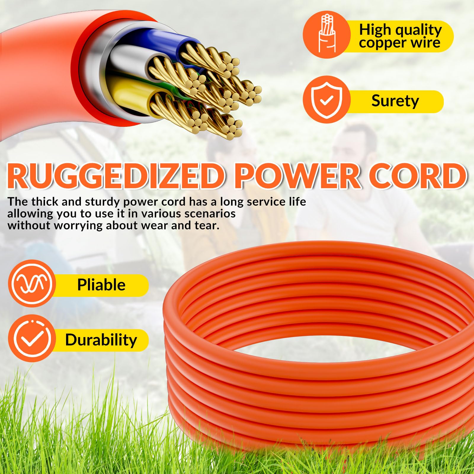 4 Gang Electric Hook Up for Camping,10 Metres 16A to 13A Extension Lead,Heavy Duty-250V Mains Lead for Caravans,Mobile Homes,Motorhomes — view 3