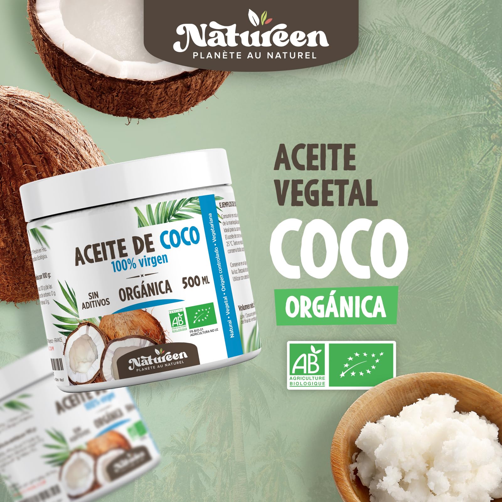 Aceite de Coco Virgen Orgánico 1 L Prensado en Frío Virgen Extra