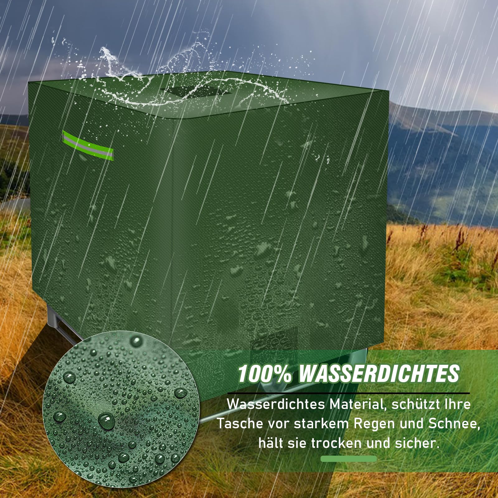 MaxAwe Housse de réservoir IBC de 1000 l - Avec fermeture et bandes réfléchissantes - Bâche de protection étanche 420D - Vert