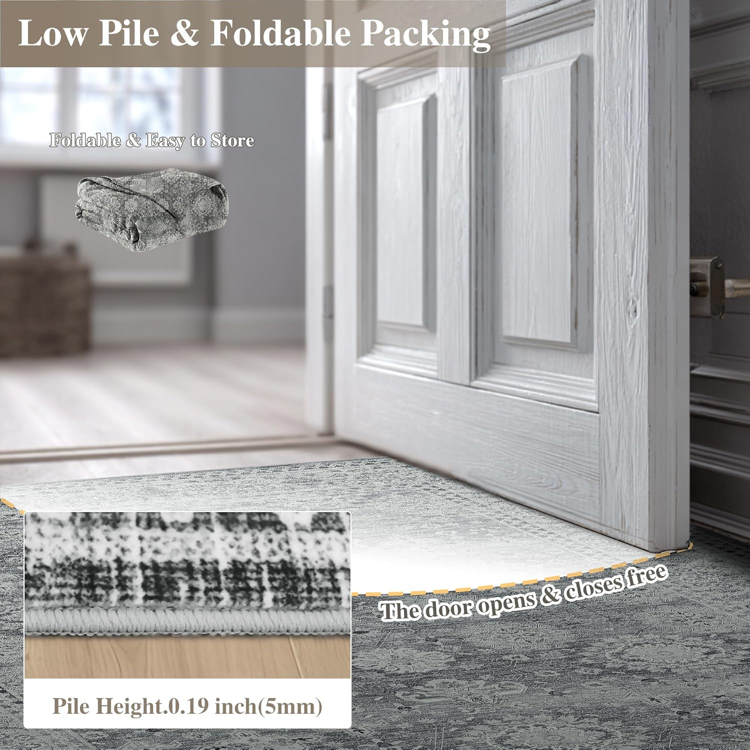 EOGOW Washable Rugs 8x10 Area Rug for Living Room,Vintage Boho Rug for Bedroom,Office,Dining Room,Kids Room, Farmhouse. Non Slip, Stain Resistant Printed Carpet