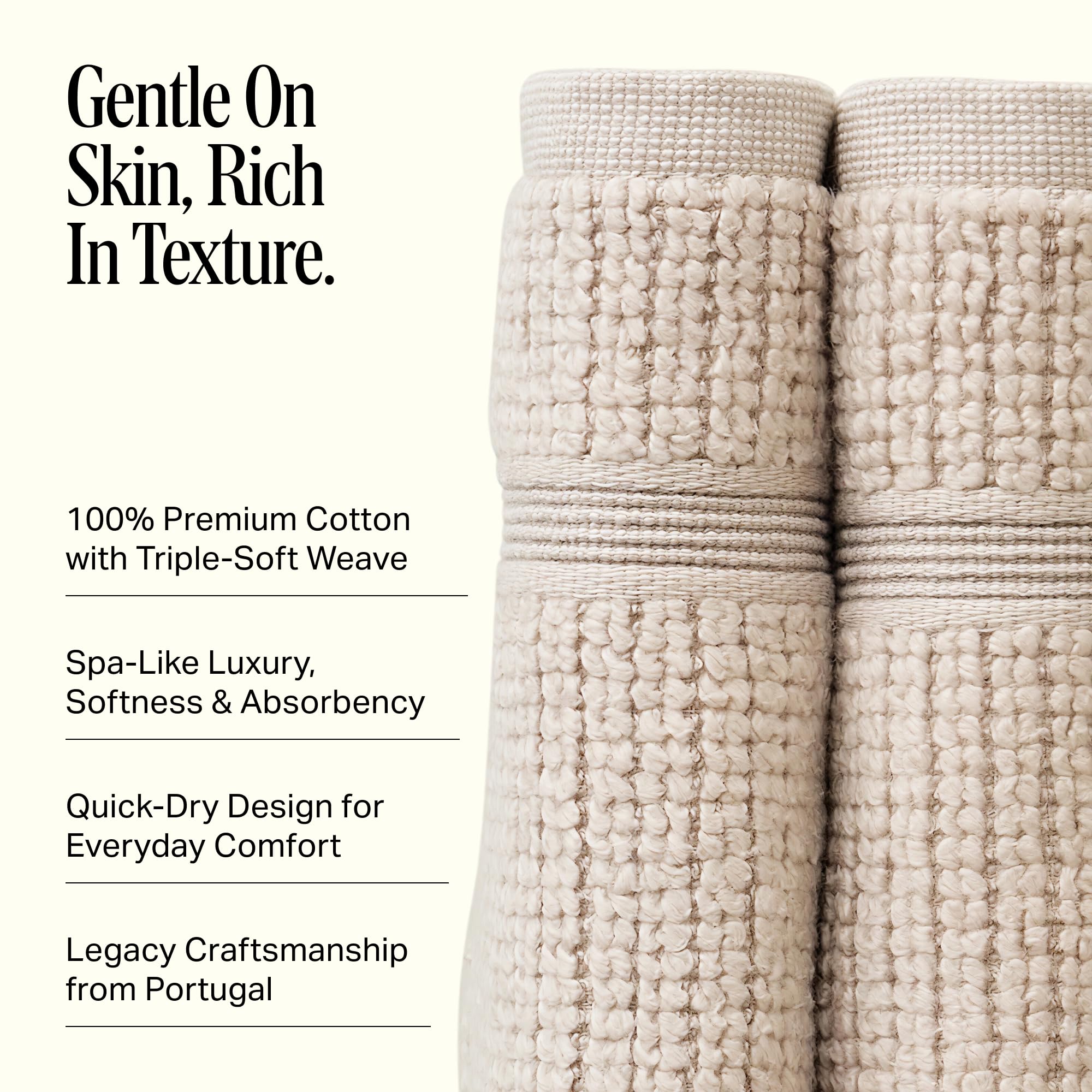 Preston Lane Douro Washcloth Set – 2 Pack Luxury Cotton Towels, Ultra Soft & Absorbent, Quick-Dry Spa-Quality Bathroom Towels, Made in Portugal, Clay