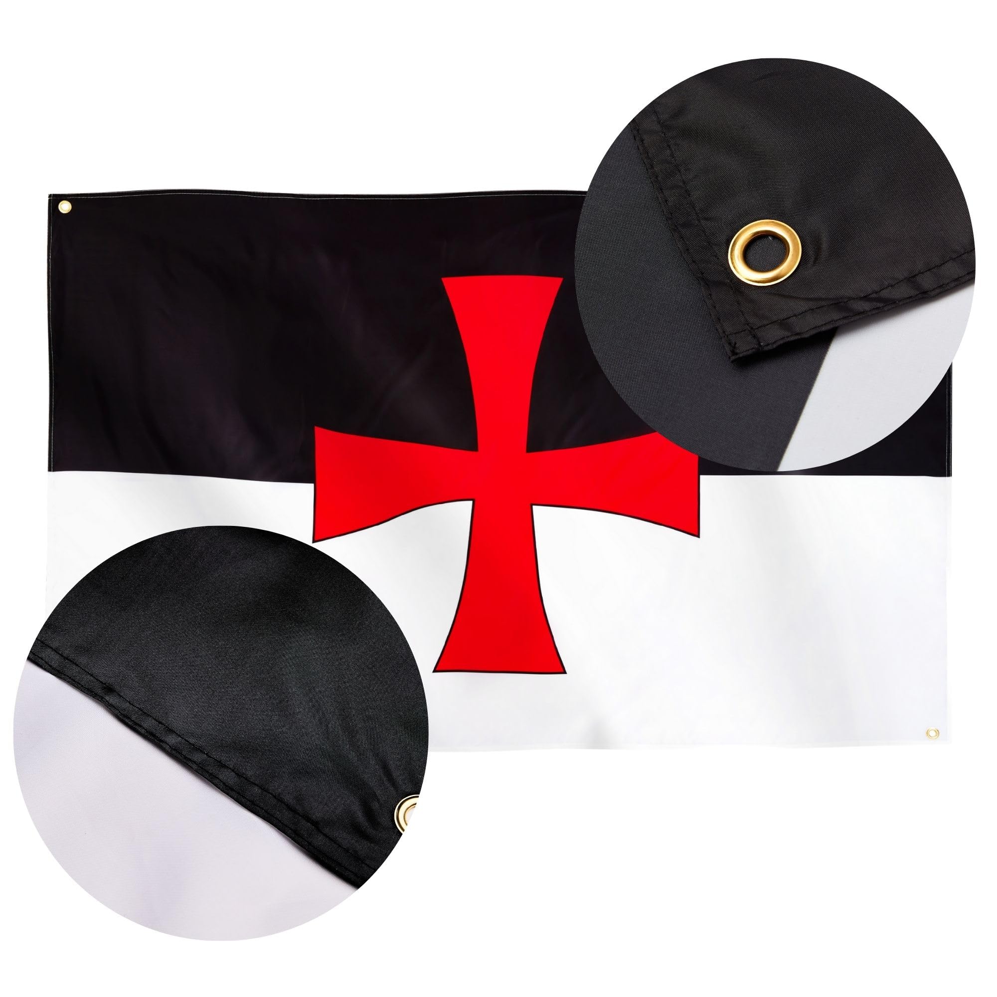 Runesol Foot Knights Templar Battle Fag, 91x152cm, 3ftx5ft, Roman Catholic Church Flag, Medieval Banner, Crusades Flag - Image 4