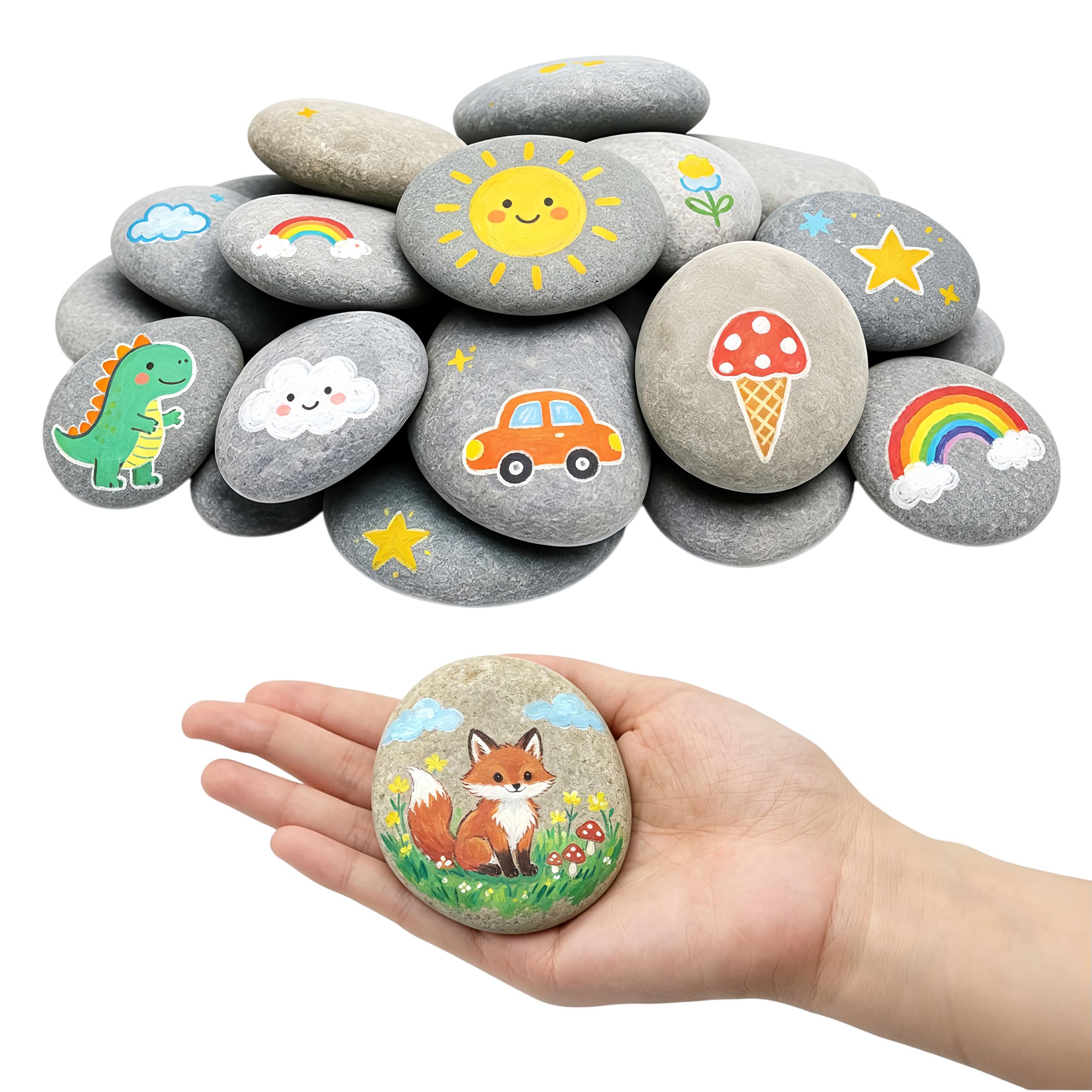 20 Pieces Stones for Painting, 5-8cm Smooth Decorative Stones