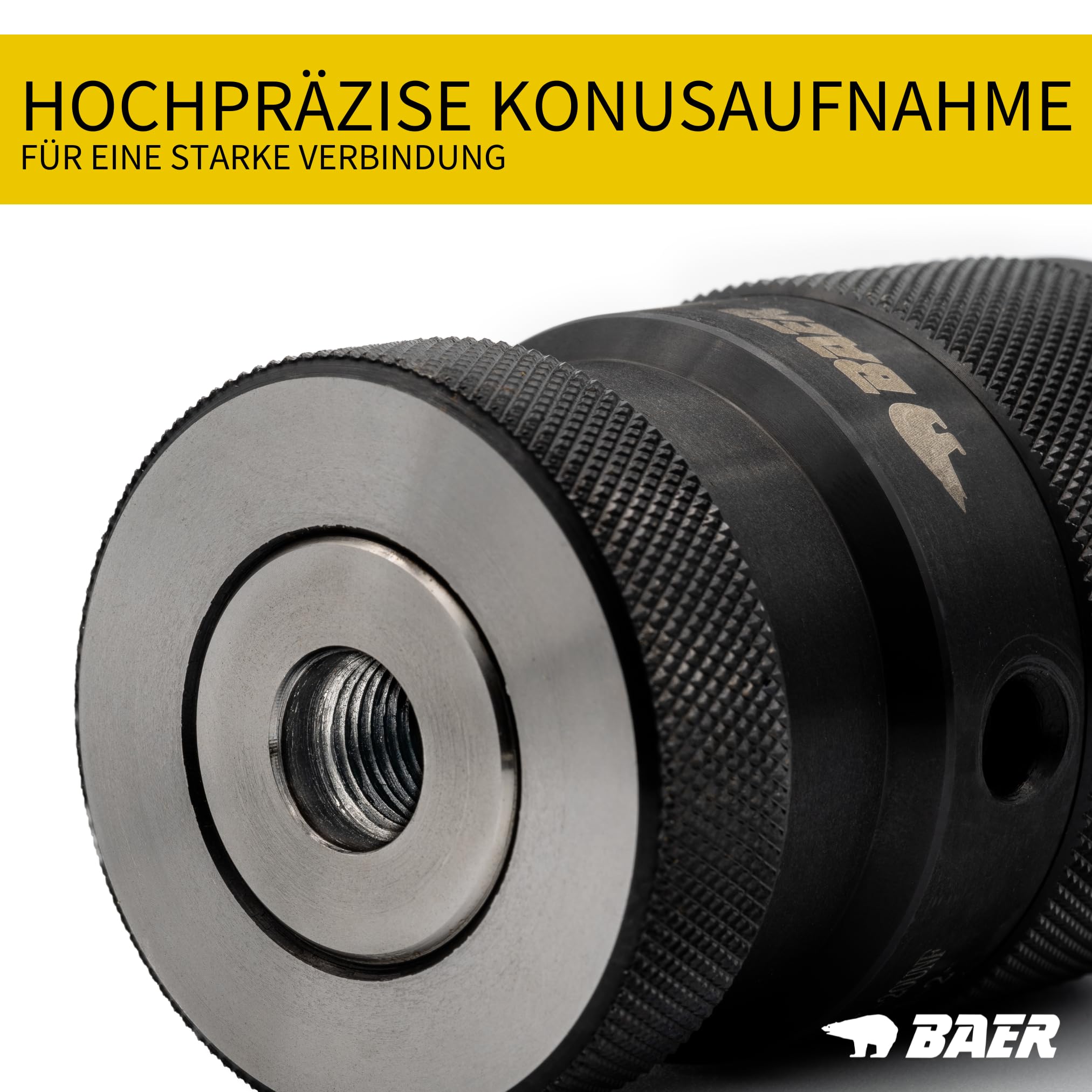 BAER Mandrino per Trapano con filettatura 1,0 – 13 mm, UNF 1/2 x 20, ad alta precisione, Mandrino a sgancio rapido, Martello perforatore, di qualità, Testa di foratura