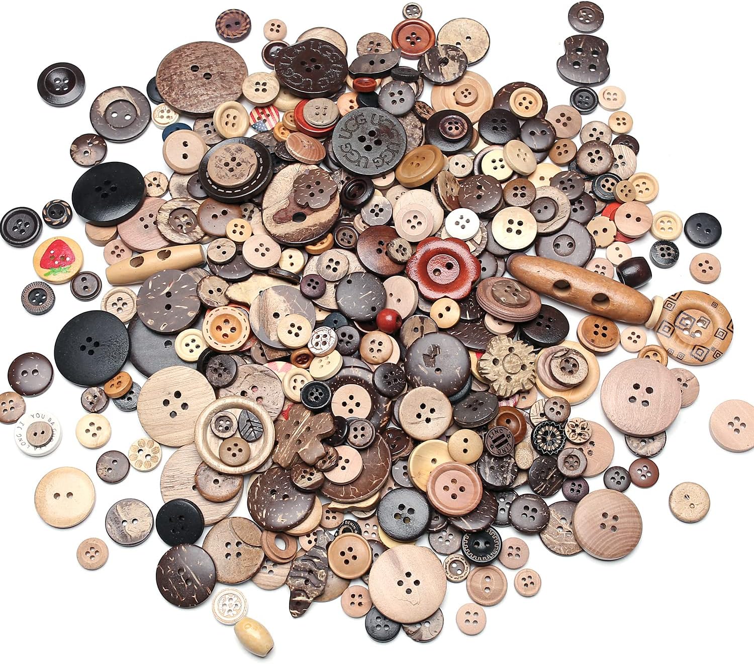 About 400 Wood Coconut Shell Button Resin Buttons, Sewing DIY Craft Buttons, Hand-Painted Decorative Buttons