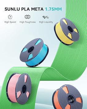 SUNLU High Speed PLA Meta Filament,1KG PLA 3D Printer Filament 1.75mm,Tougher Neatly Wound 3D Filament,Dimensional Accuracy +/- 0.02 mm,Fits for Most FDM 3D Printers,1KG Spool(2.2lbs),Apple Green