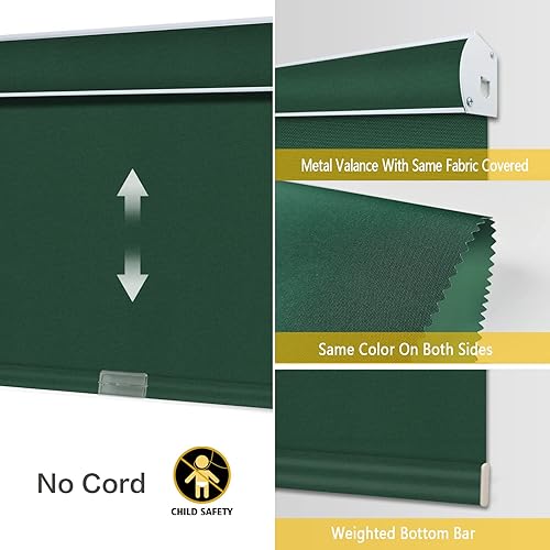 Vista 65 de Yin Yang Persianas opacas con cenefa inalámbrica, cortinas de tela filtrante de luz UV blanca, persianas enrollables con cenefa de metal cubierta