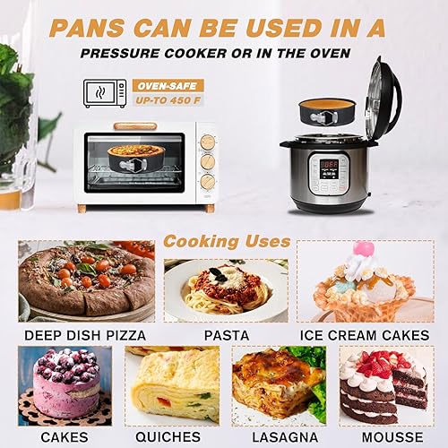 Miniatura 5 de Juego de 131 moldes para tartas de molde desmontable para hornear, kit de decoración de pasteles antiadherentes (4, 7, 9 pulgadas), bolsas de