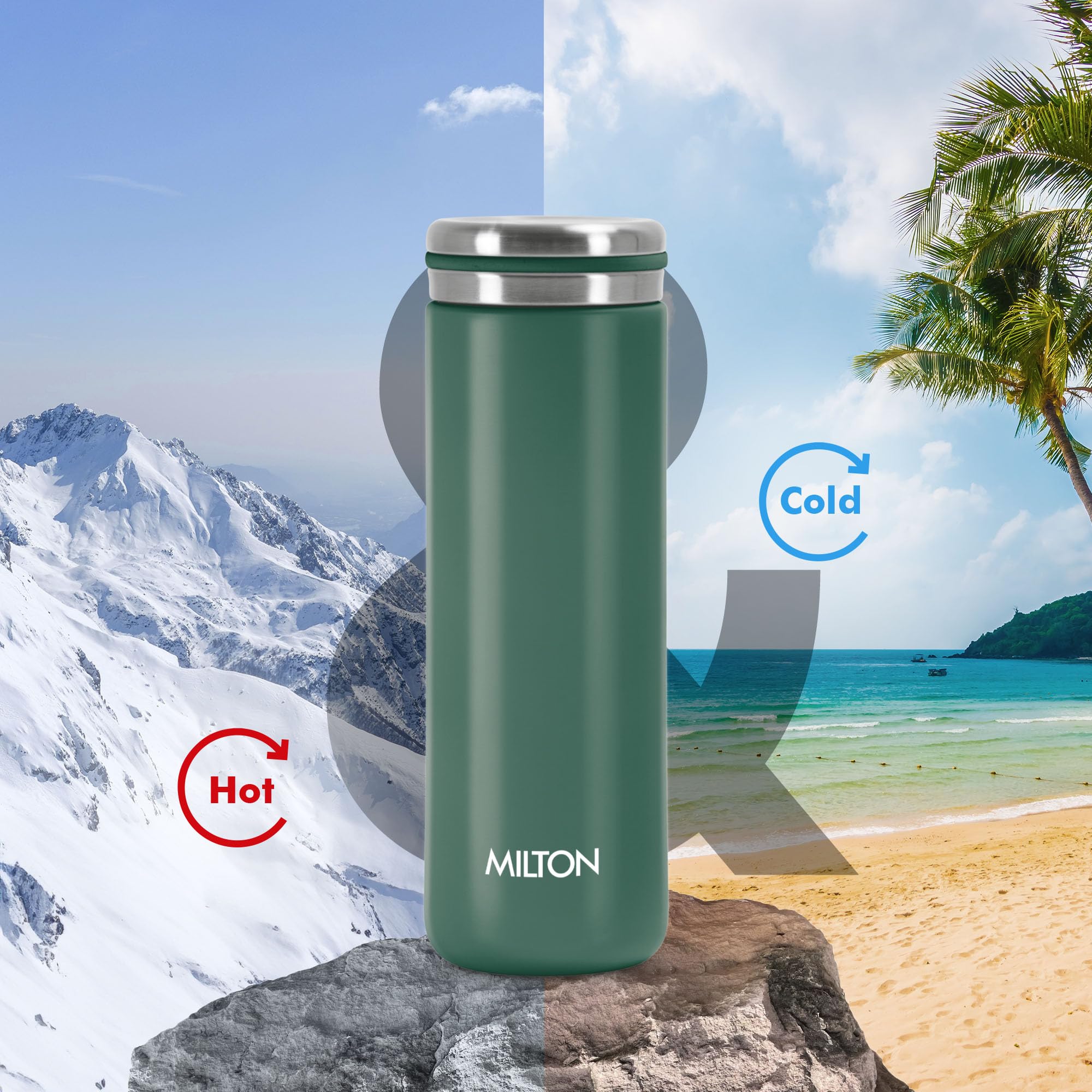 Milton Shiny 300 Thermosteel Water Bottle 280 ml, Long Hours Hot and Cold I Leak Proof Lid, ISI Certified I Vacuum Insulated I for Office, Gym, School I Green — Amazon image 5