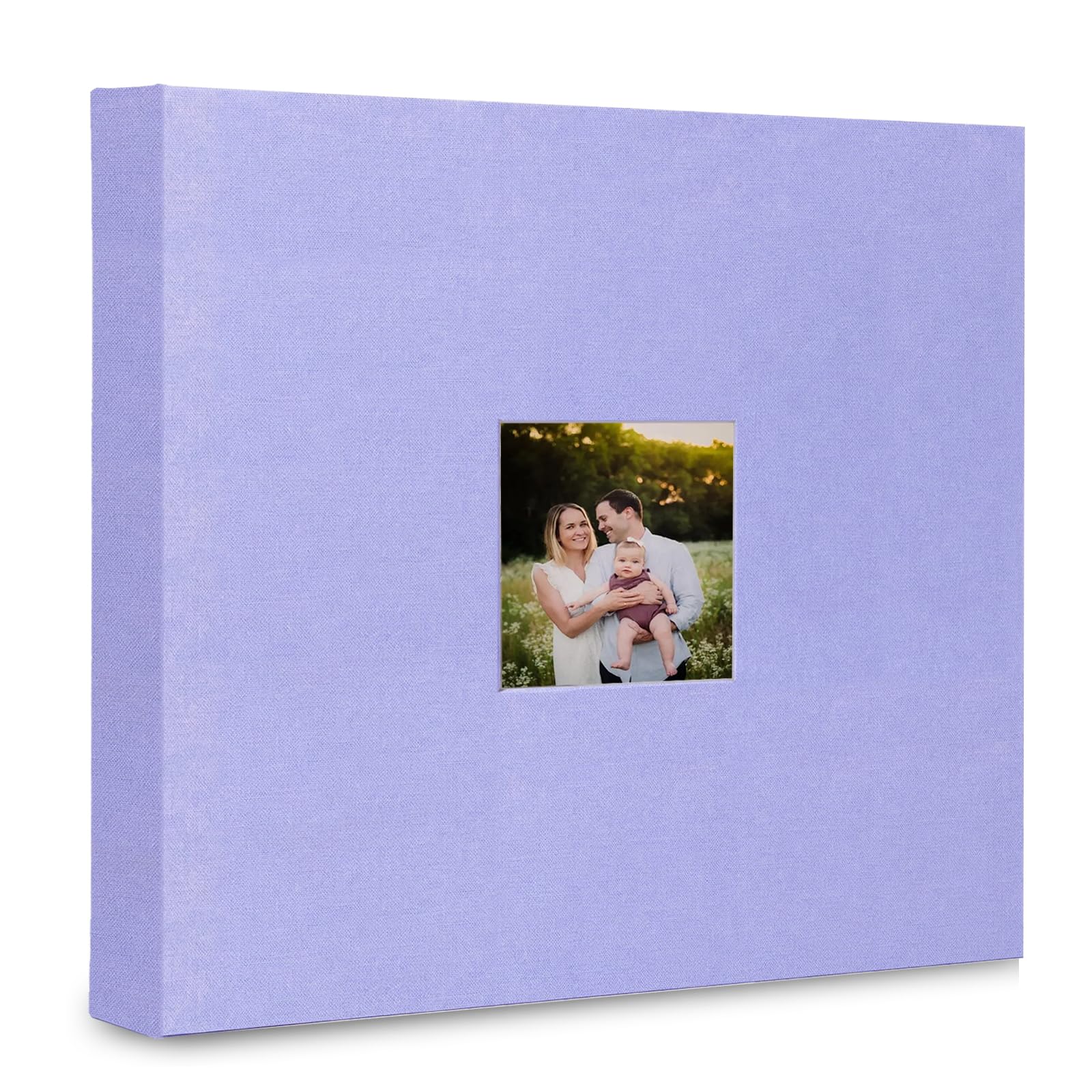 J.west Album fotografico per scrapbooking, 30 x 30 cm, con 30 buste in plastica, 60 pagine bianche, copertina in lino, grande raccoglitore a 3 anelli, album per foto di famiglia, matrimoni, album
