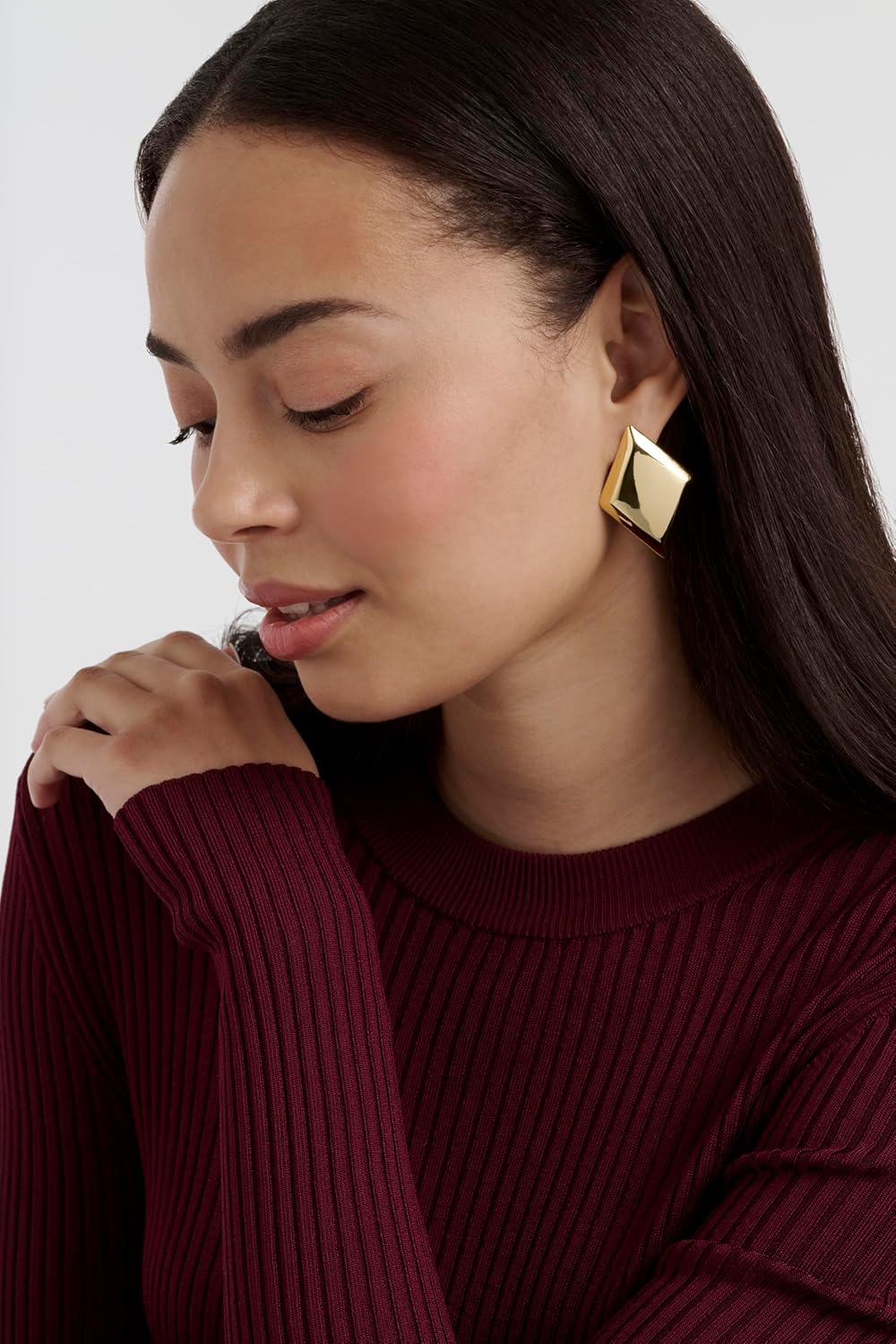 Ted Baker London Georgie Geo Diamond Large Stud Earrings for Women (Gold)