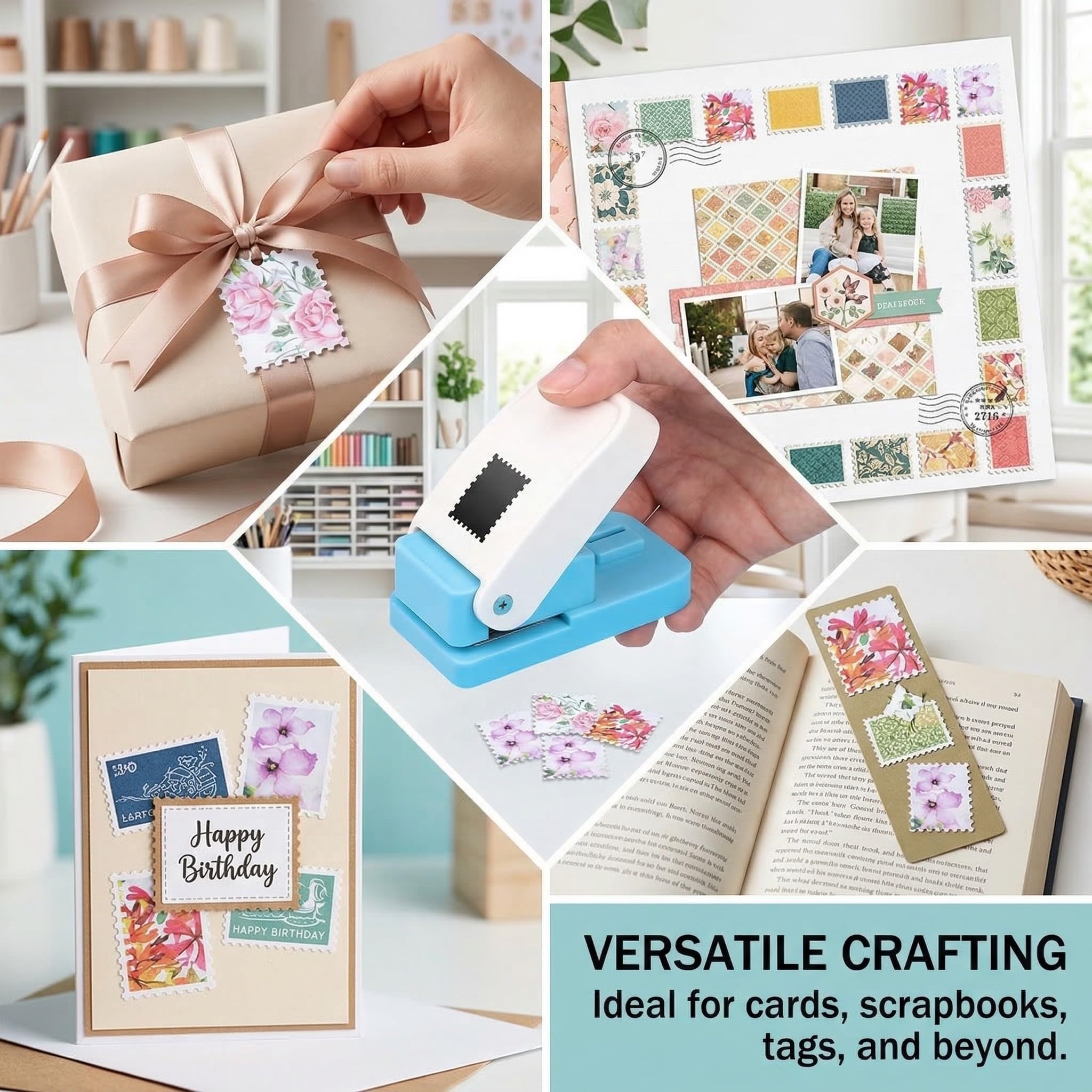 Perforatrice rettangolare per francobolli a leva forma del timbro per lavori artigianali con carta scrapbooking fai da te creazione di biglietti artistici e artigianali