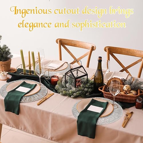 Miniatura 7 de Jinei 24 manteles individuales redondos de vinilo prensado dorado plateado huecos metálicos para decoración de mesa para San Valentín, boda,