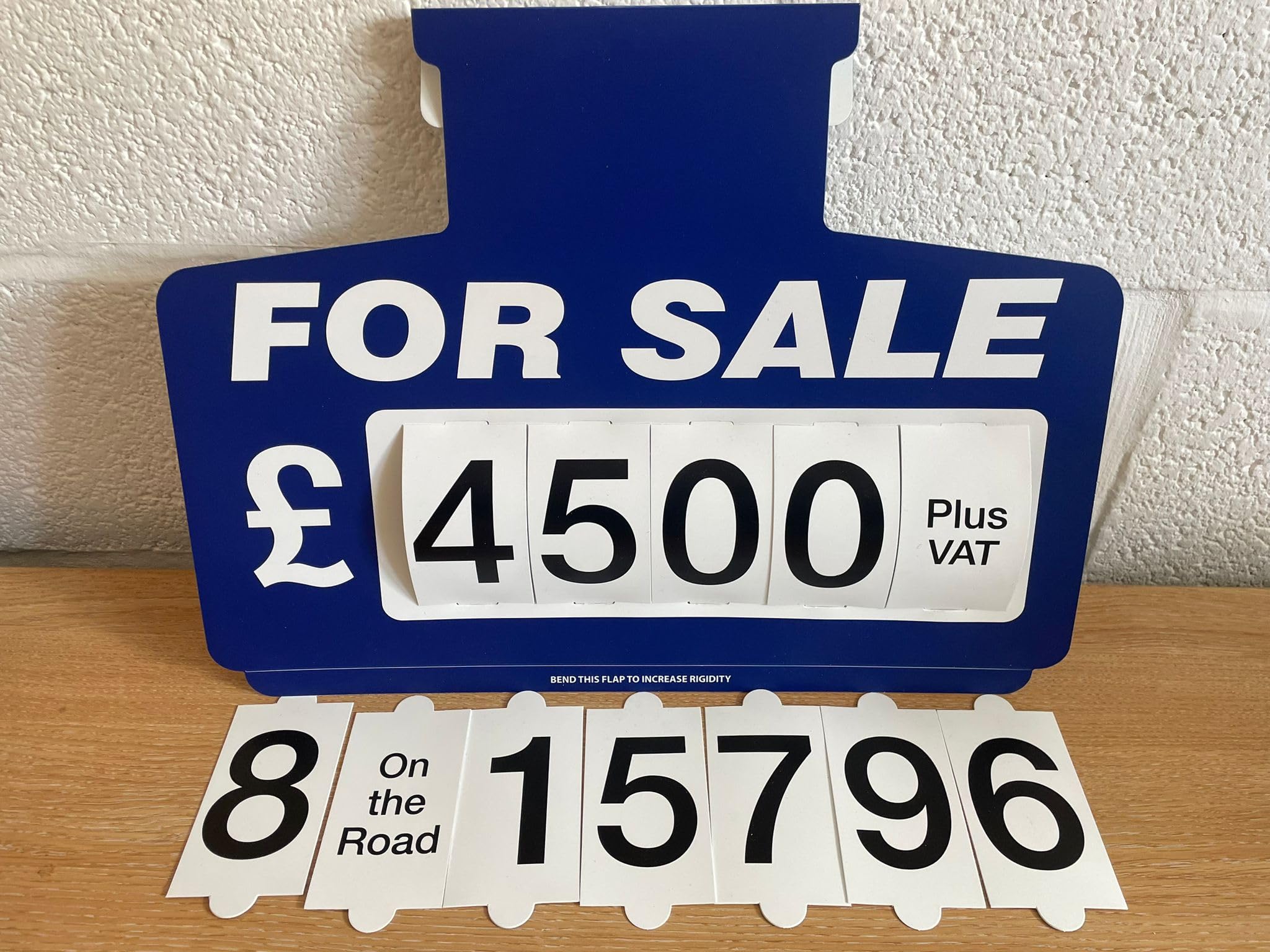 FOR SALE SIGN BOARDS,PACK OF 5, FULL BLUE,CAR SUN VISOR PRICE/PRICING KIT,PLUS DISPLAY NUMBERS,VEHCILE/AUTO