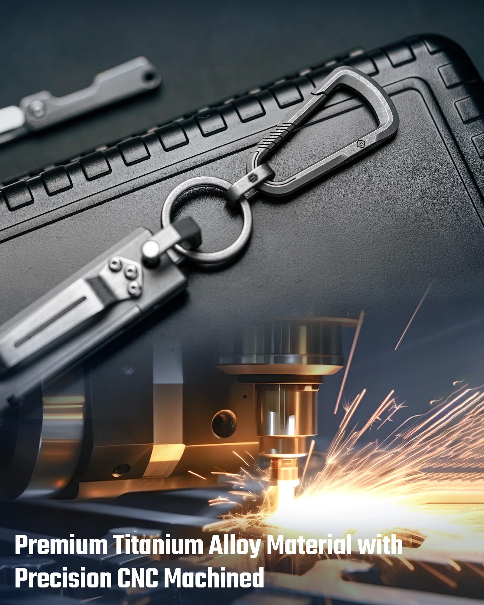 MecArmy CH16 Llavero mosquetón de titanio con cierre rápido con llavero, EDC mosquetón desmontable para llaves, mochila, exterior, viajes, vida cotidiana, llave de coche