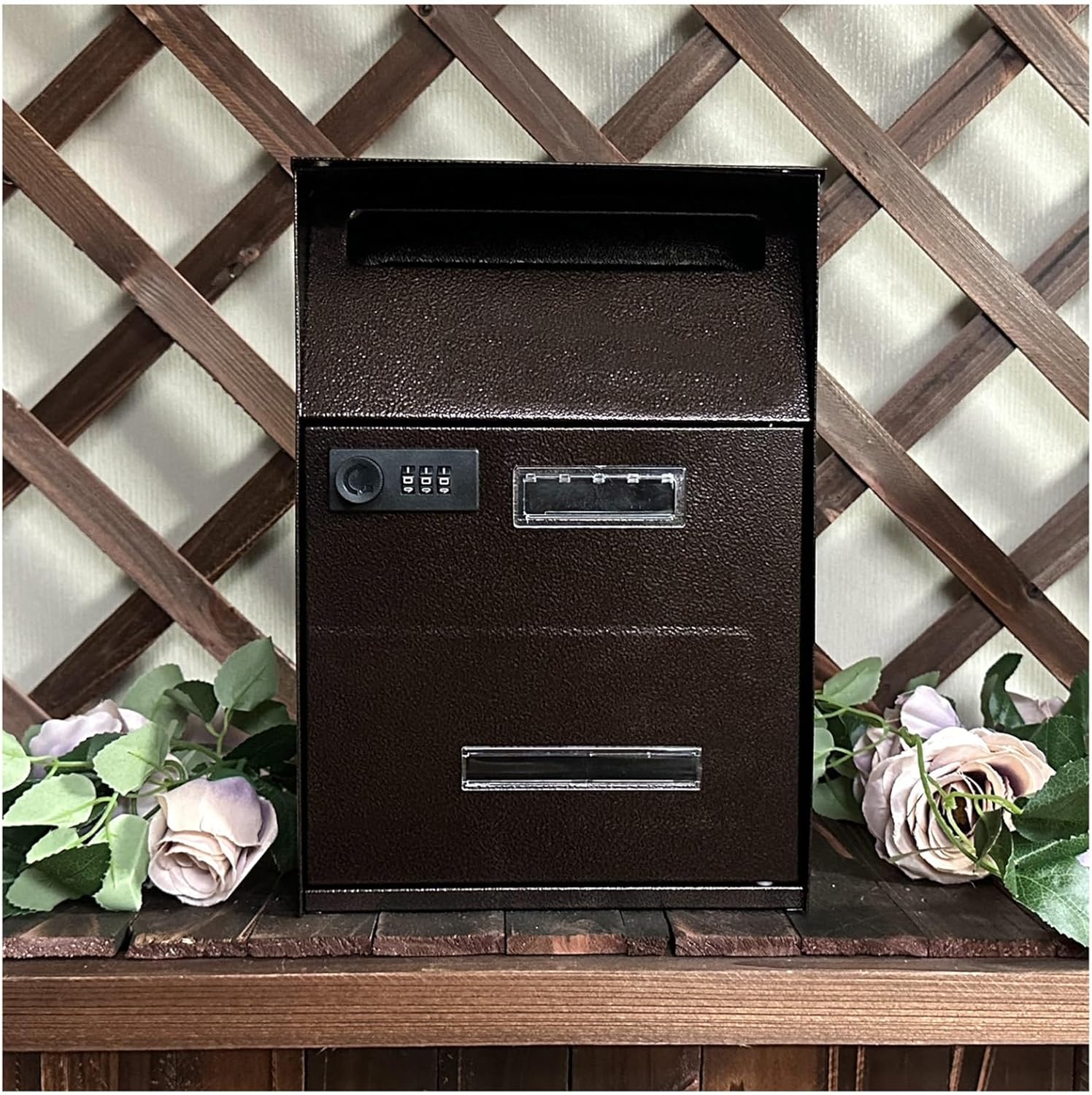 Galvanized Mailbox with Combination Lock Double Send Opening Design Mailboxes Pickup Opening with Flap Outdoor Wall Mounted Parcel Boxes