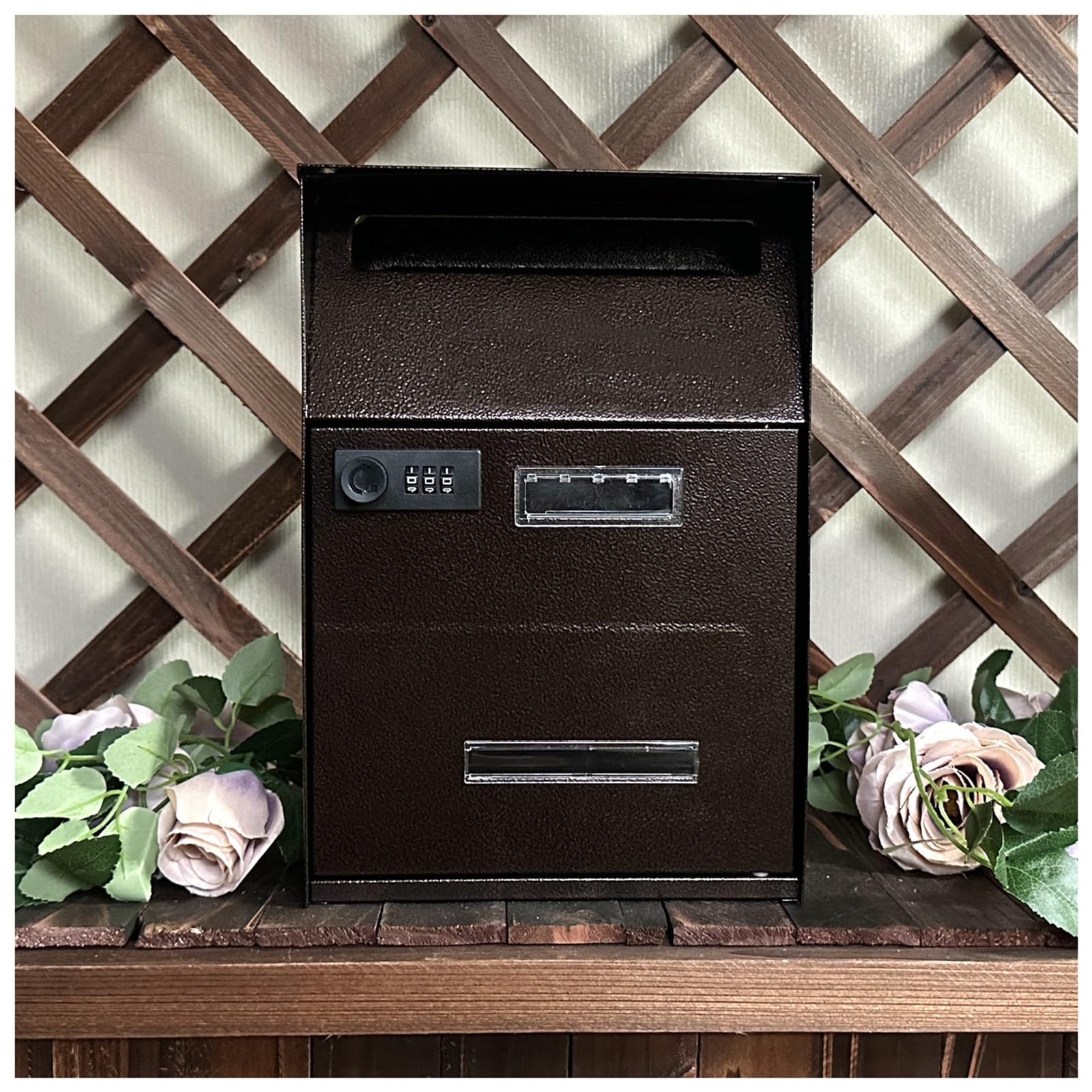 NQNFWCRJ Galvanized Mailbox with Combination Lock Double Send Opening Design Mailboxes Pickup Opening with Flap Outdoor Wall Mounted Parcel Boxes