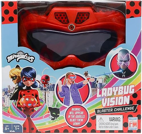 Miraculous Ladybug Vision Blaster Challenge, captura Akumas con tirador de muñeca y gafas de visión de mariquita, diversión en interiores y