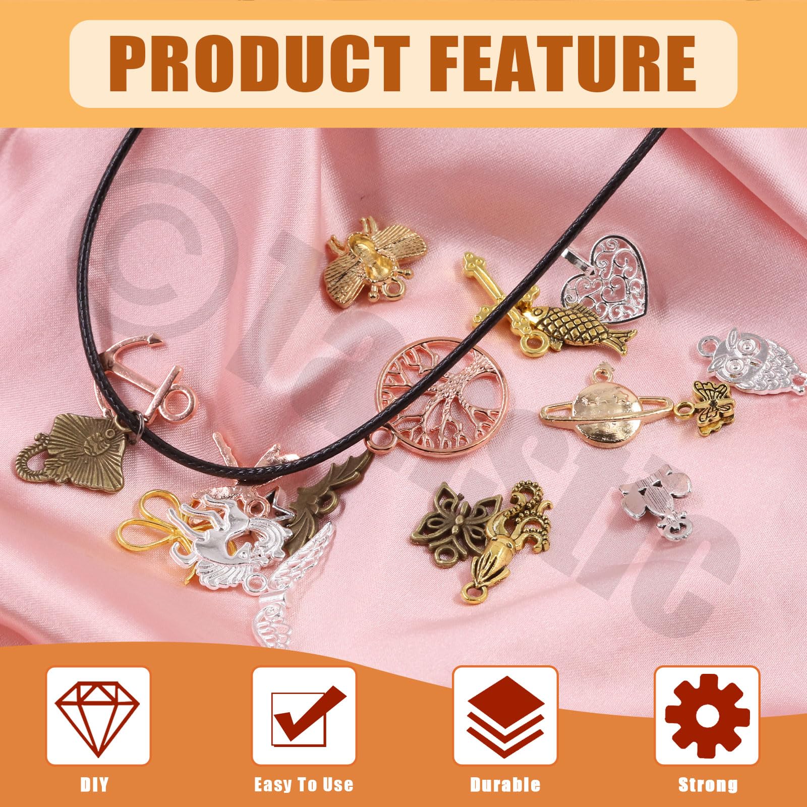 Tanstic 430Pcs Silver Ribbon Ends Fastener Clasps Kit, Bookmark Pinch Crimp Ends with Open Jump Rings, Lobster Claw Clasps - Image 4