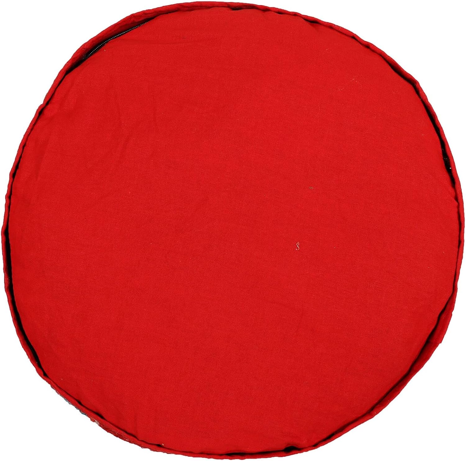 Red Patchwork Cushion Cover Indian Ottomans Pouf Handmade Cotton Footstool Pouf Hippie Round Floor Pouffe Large Size