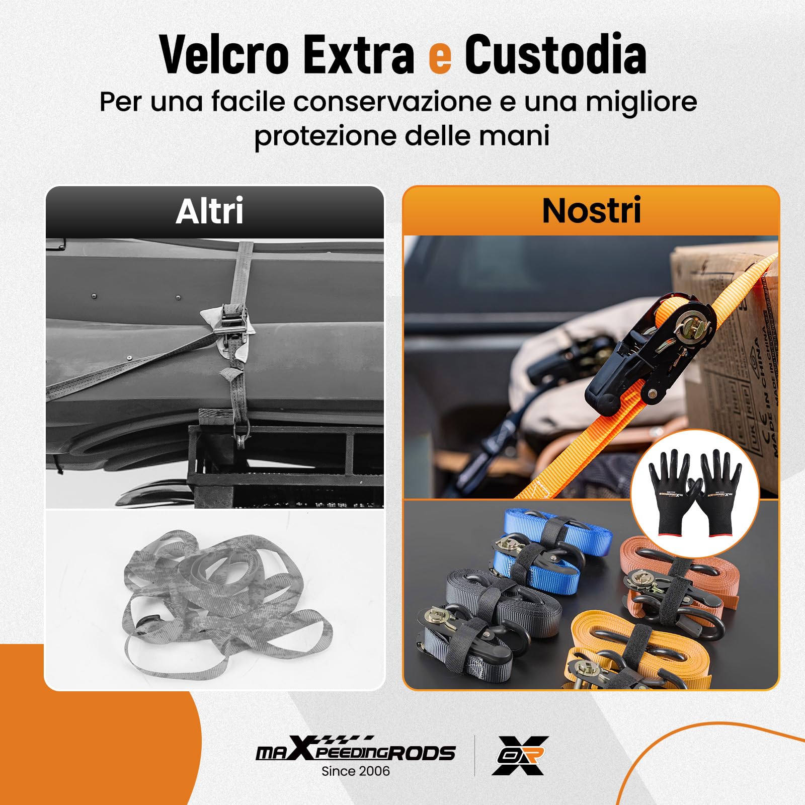 maXpeedingrods 4x 4,5 m Cinghie di Fissaggio a Cricchetto 997 kg Nero | con Ganci di Sicurezza a S, EN 12195-2