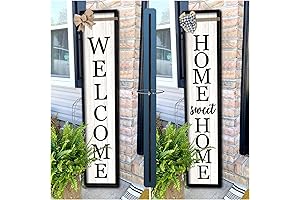 Rustic Modern Outdoor Welcome Sign Vertical Leaner for Front Porch Decor