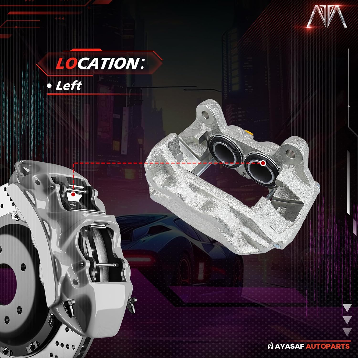 MAYASAF 192632 Front Left Disc Brake Caliper Driver Side Caliper Assembly for Toyota 2001-2002 Sequoia, 2000-2003 Tundra [Casting #S13WE]