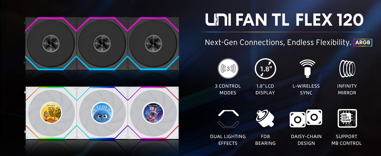 Amazon.com: Lian Li UNI Fan TL LCD Flex 120 ARGB PWM Fan, (NOT