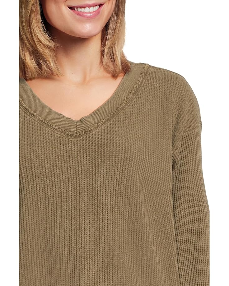 Mod-o-doc Long Sleeve Open V-neck Waffle Top - #4 of 5