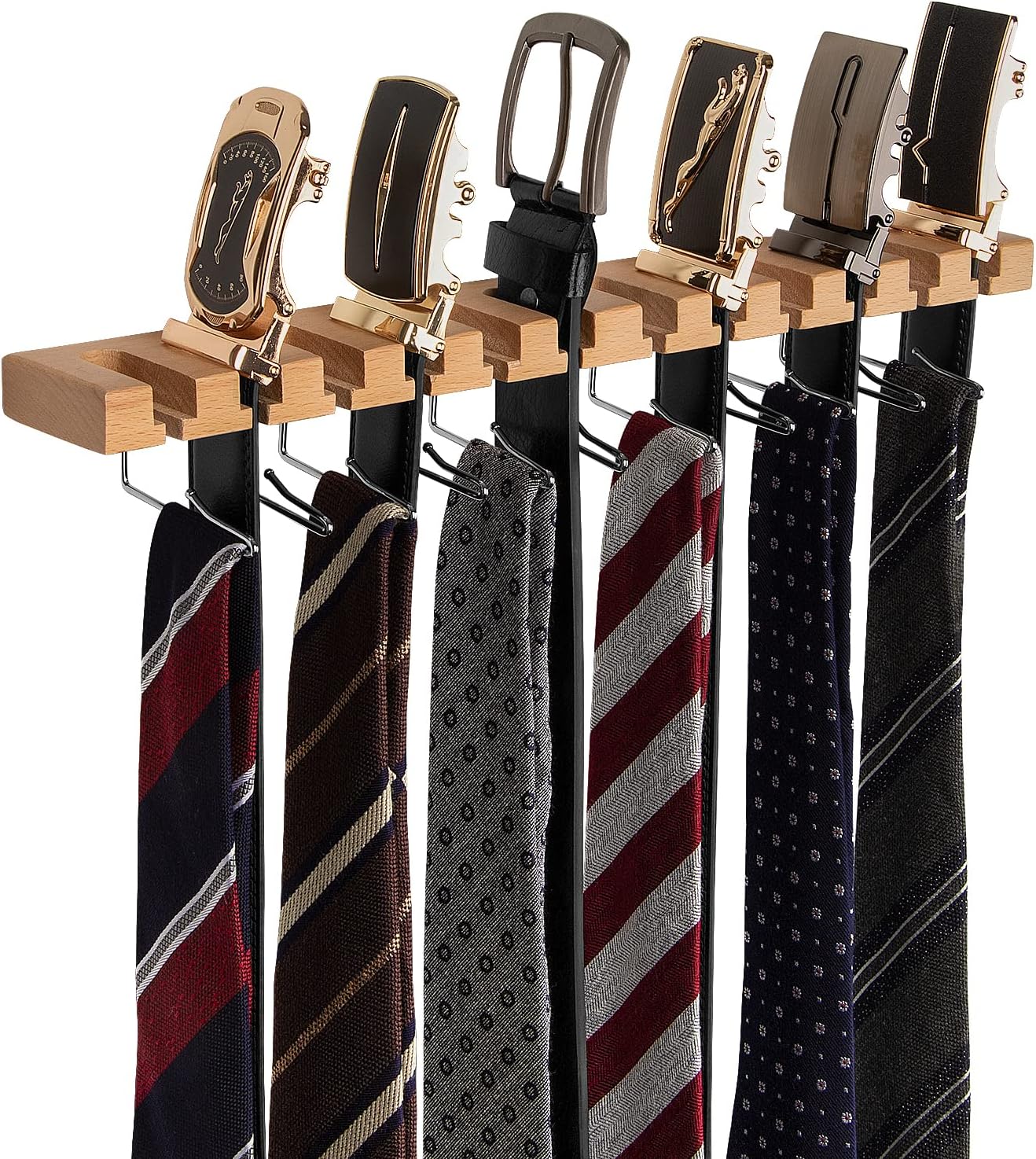 Wooden Tie and Belt Rack, Belt Hanger for Closet 12 Belt