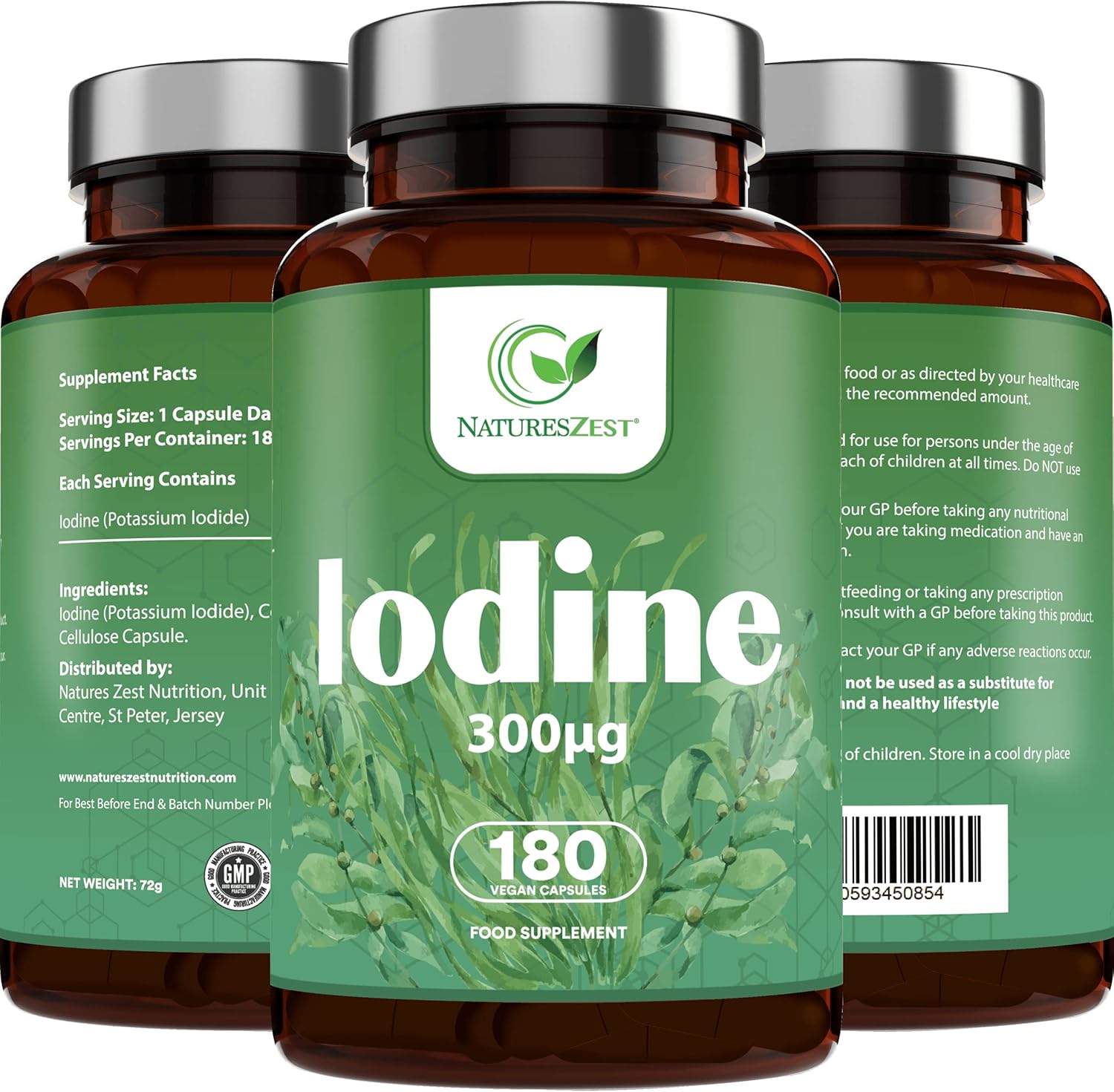 High Strength Iodine Capsules 180 Capsules, 6 Month Supply Thyroid