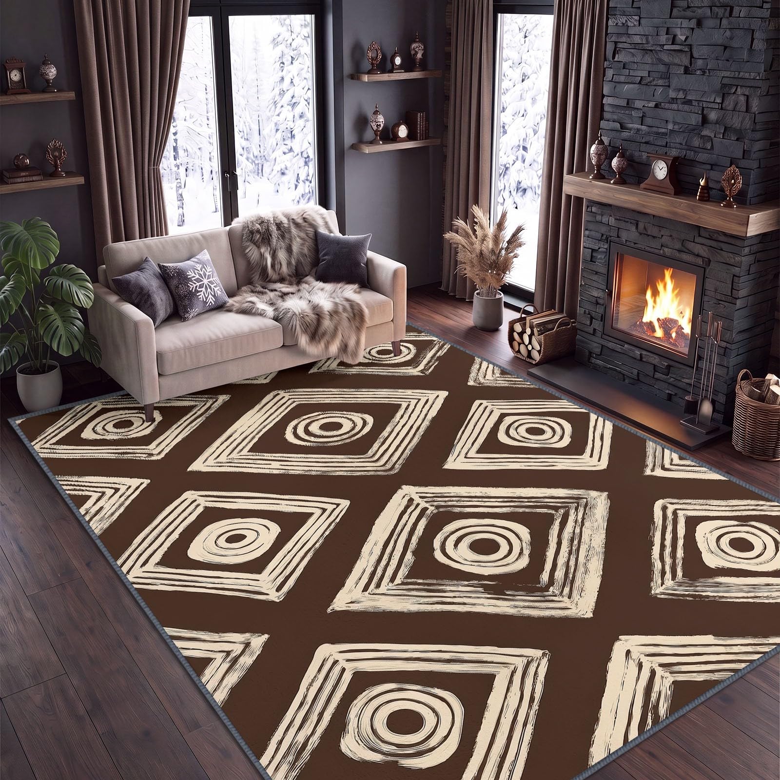 80 x 150 cm, tappeto decorativo in flanella, comfort tradizionale, robusto, geometrico, rombo, rosso scuro, morbido, ipoallergenico, per soggiorno e camera da letto, design moderno, facile da pulire